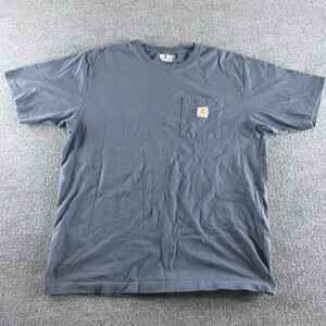 Carhartt Shirt Mens L Blue Short Sleeve Loose Fit K87 Pocket Workwear Tee
